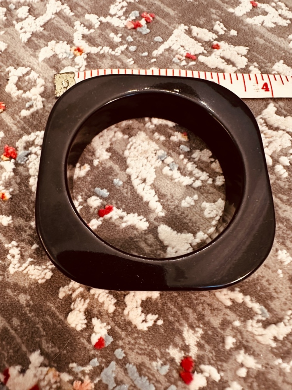 Black Enameled Wooden Bangle Bracelet